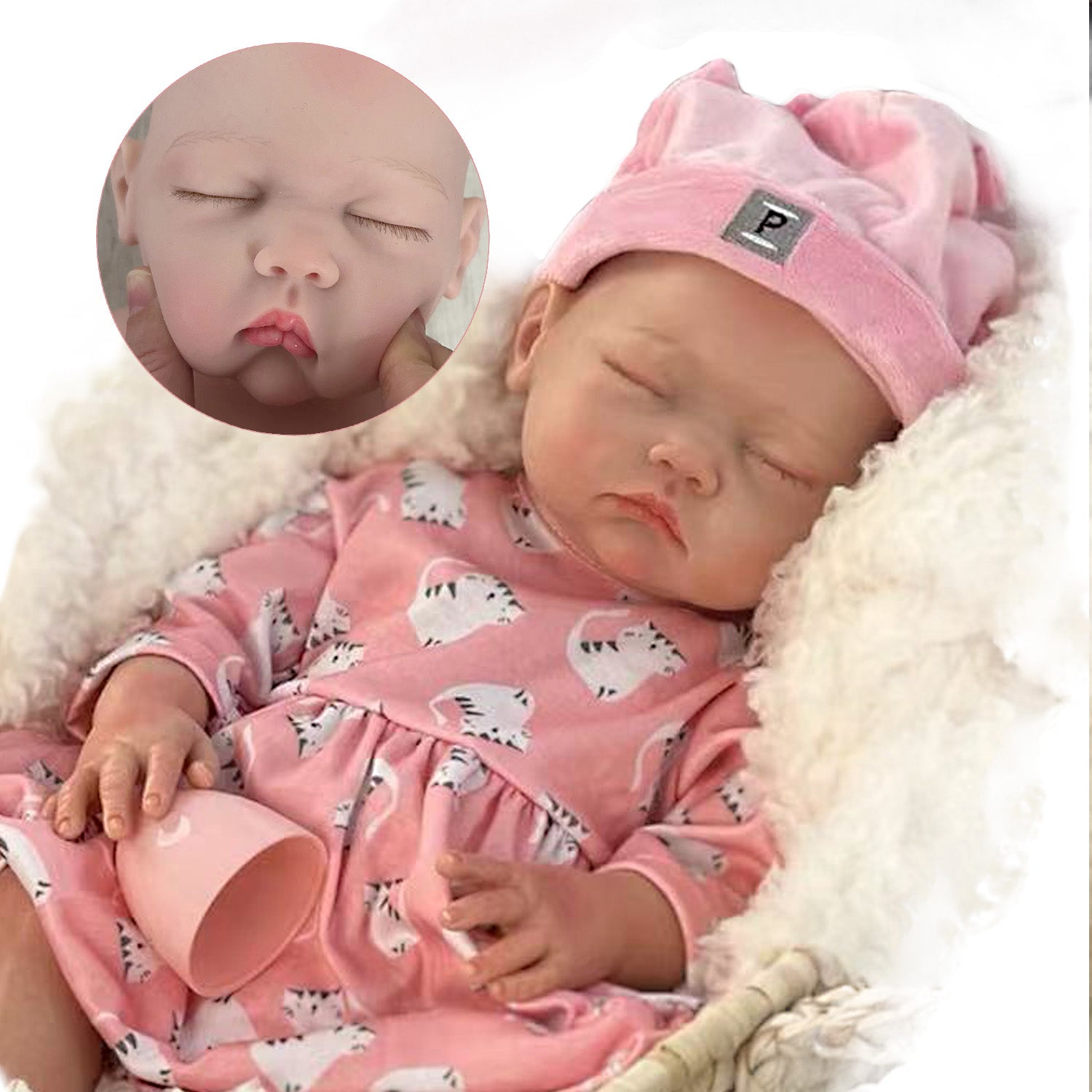 18inch Sleeping Girl Silicone Reborn Dolls Full Body Soft Solid Silicone Bebe Reborn Doll Artist Painting Baby Dolls For Family's Gift