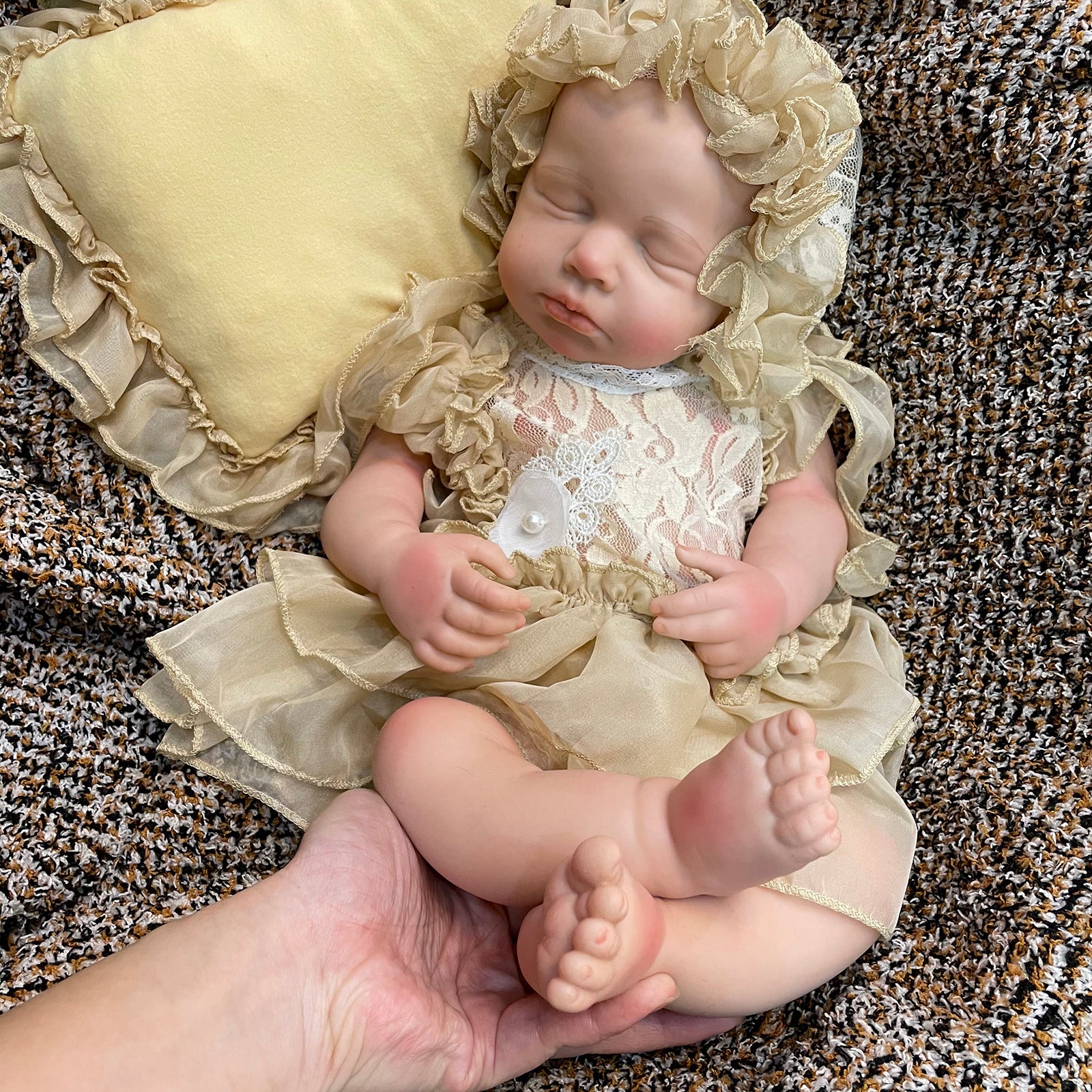 18 inches full body silicone baby doll Loulou girl  new born size Painted Family's Gift Educational