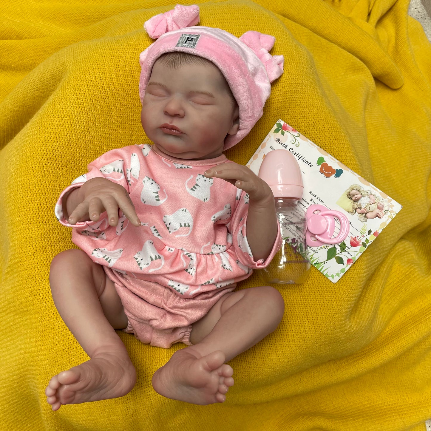 18 Inch Adorable Bebe Girl Whole Body Vinyl Handmade Realistic Skin Texture Reborn Doll For Collecting