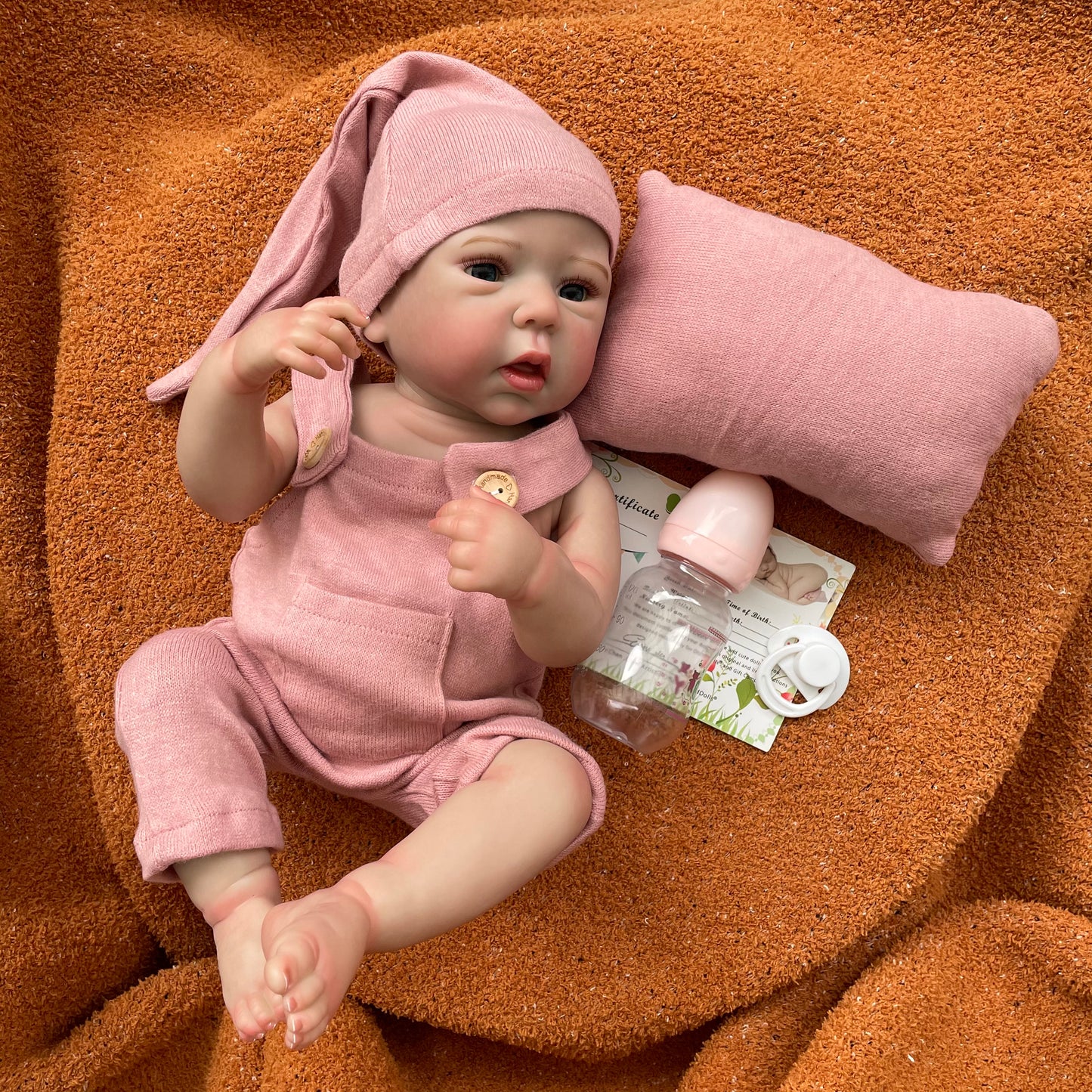 18 Inch Adorable Bebe Girl Whole Body Vinyl Handmade Realistic Skin Texture Reborn Doll For Collecting