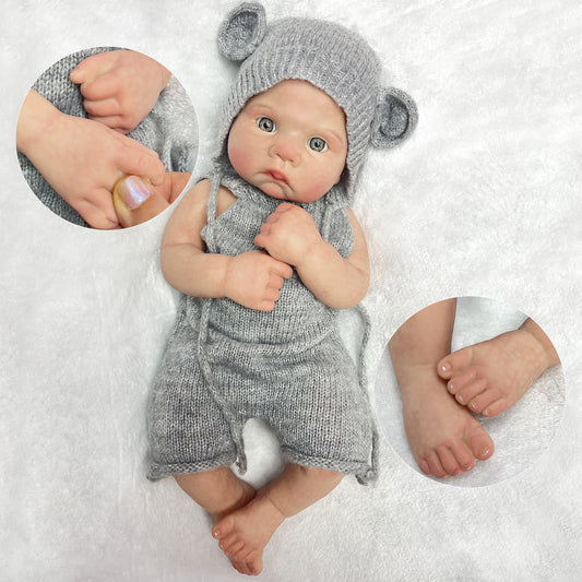 16 inch Full Body Soft Solid Silicone Bebe Reborn Boy 3D Painted Handmade Newborn Doll Boneca Reborn - Reborn With Love Baby Dolls Store