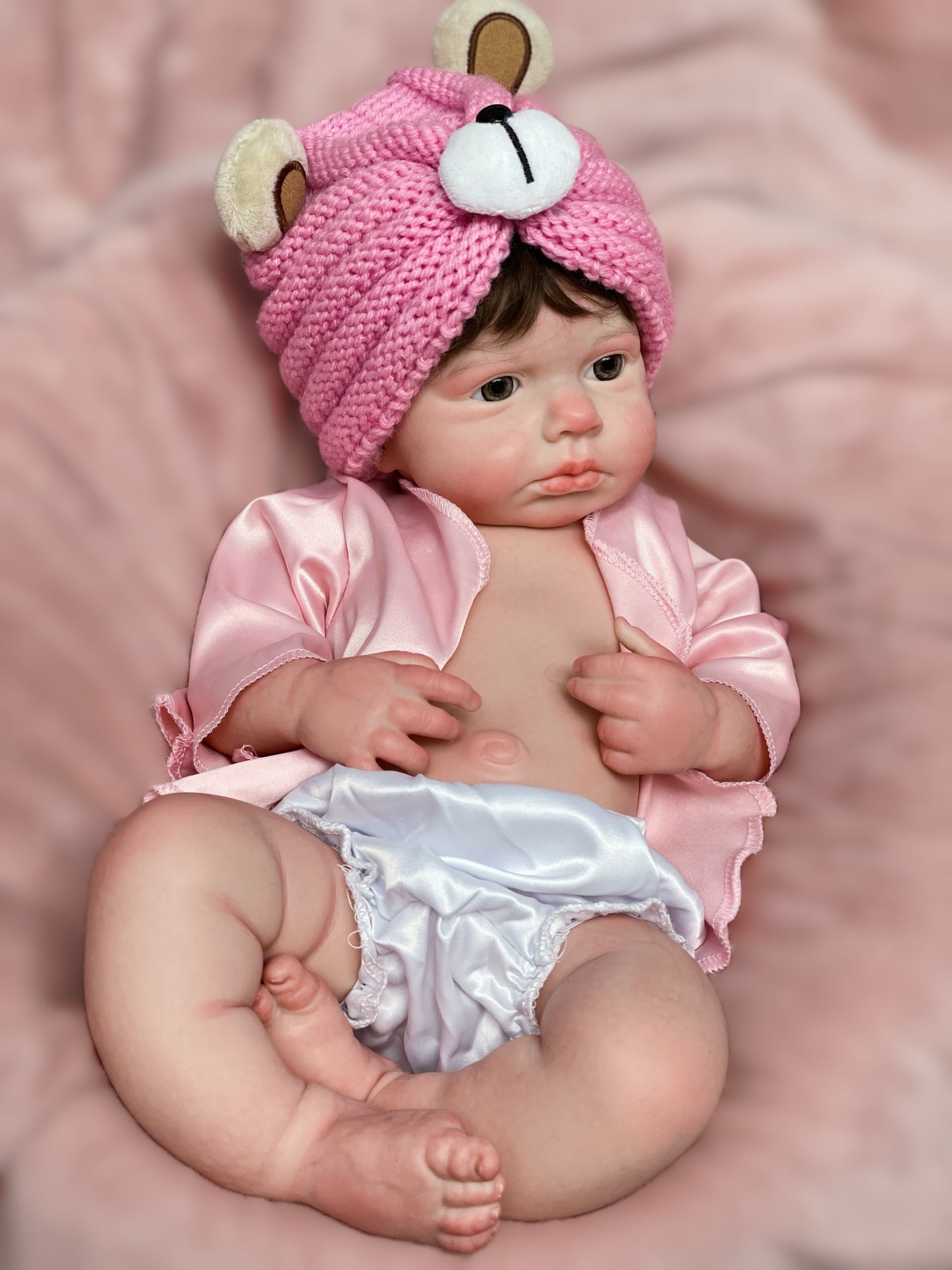 18 Inch Attractive Reborn Doll LouLou Full Solid Silicone Baby Hand-detailed Skin With Realistic Rooted Hair