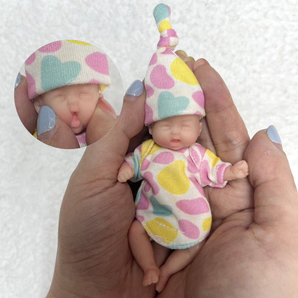 10cm Mini Palm Soft Full Solid Silicone Bebe Reborn Girl Handmade Realistic Reborn Dolls Lifelike - Reborn With Love Baby Dolls Store