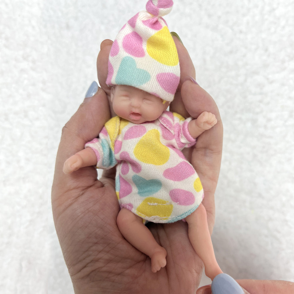 10cm Mini Palm Soft Full Solid Silicone Bebe Reborn Girl Handmade Realistic Reborn Dolls Lifelike - Reborn With Love Baby Dolls Store