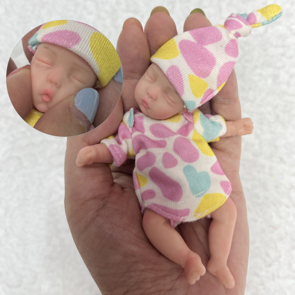 10cm Mini Palm Soft Full Solid Silicone Bebe Reborn Girl Handmade Realistic Reborn Dolls Lifelike - Reborn With Love Baby Dolls Store