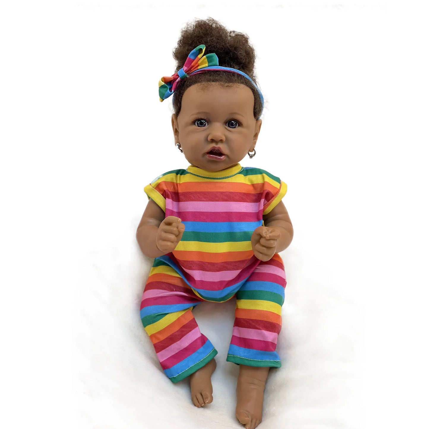 50cm African Saskia Bebe Reborn With Rooted Hair Handmade Soft Touch Feeling With 3D Painted Skin Lifelike Real Newborn Doll