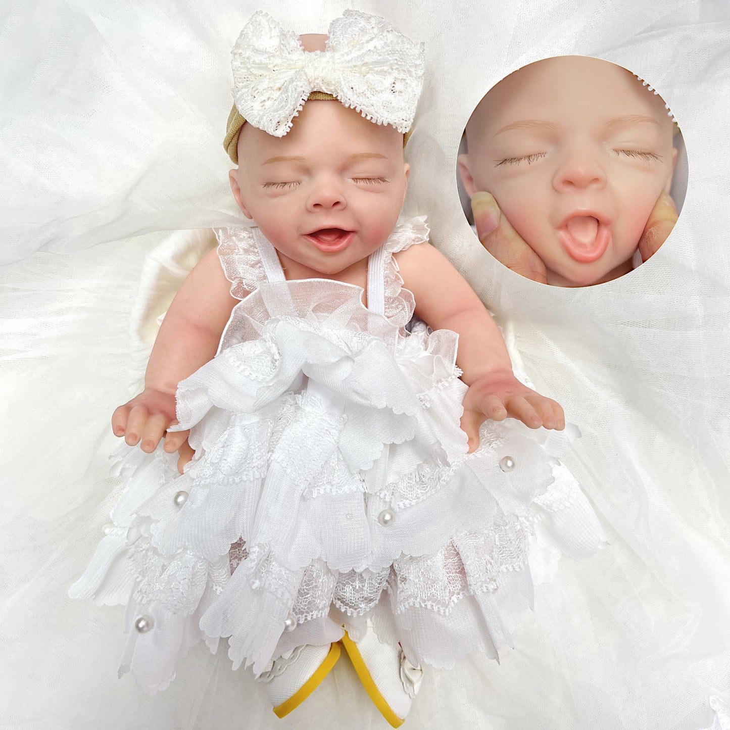 Girl 25CM Reborn Dolls Full Body Solid Silicone Handmade Painted Reborn Baby Doll