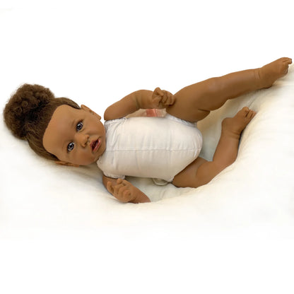 50cm African Saskia Bebe Reborn With Rooted Hair Handmade Soft Touch Feeling With 3D Painted Skin Lifelike Real Newborn Doll