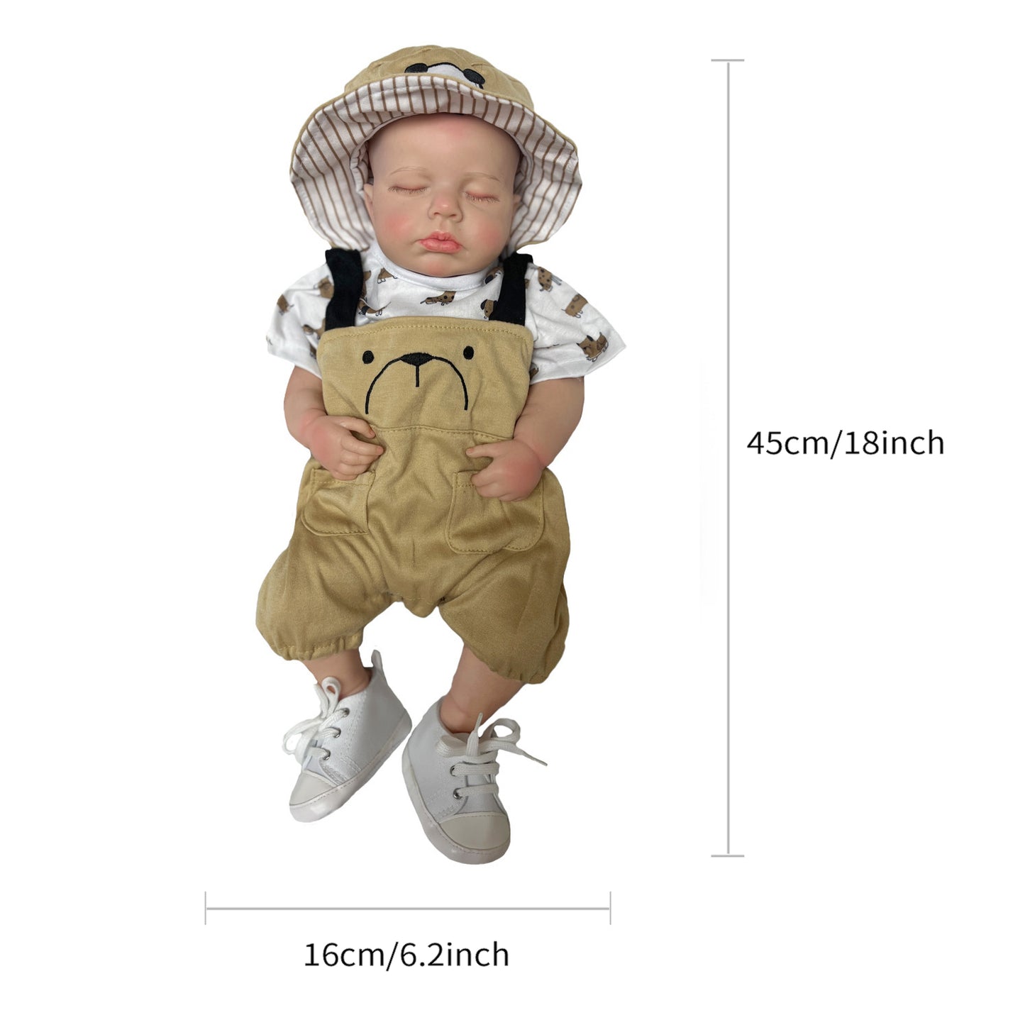 18" 45cm Boy Full Body Soft Solid Silicone Bebe Reborn Dolls Handmade Painted Newborn Baby Doll For Kids Gift