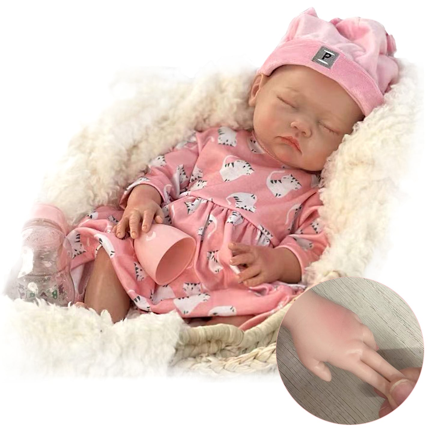 18inch Sleeping Girl Silicone Reborn Dolls Full Body Soft Solid Silicone Bebe Reborn Doll Artist Painting Baby Dolls For Family's Gift