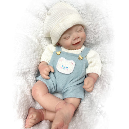 42cm April Whole Body Solid Silicone Bebe Reborn Boy With Rooted Hair Lifelike Reborn Doll Boneca Reborn Corpo De Silicone Doll - Reborn With Love Baby Dolls Store