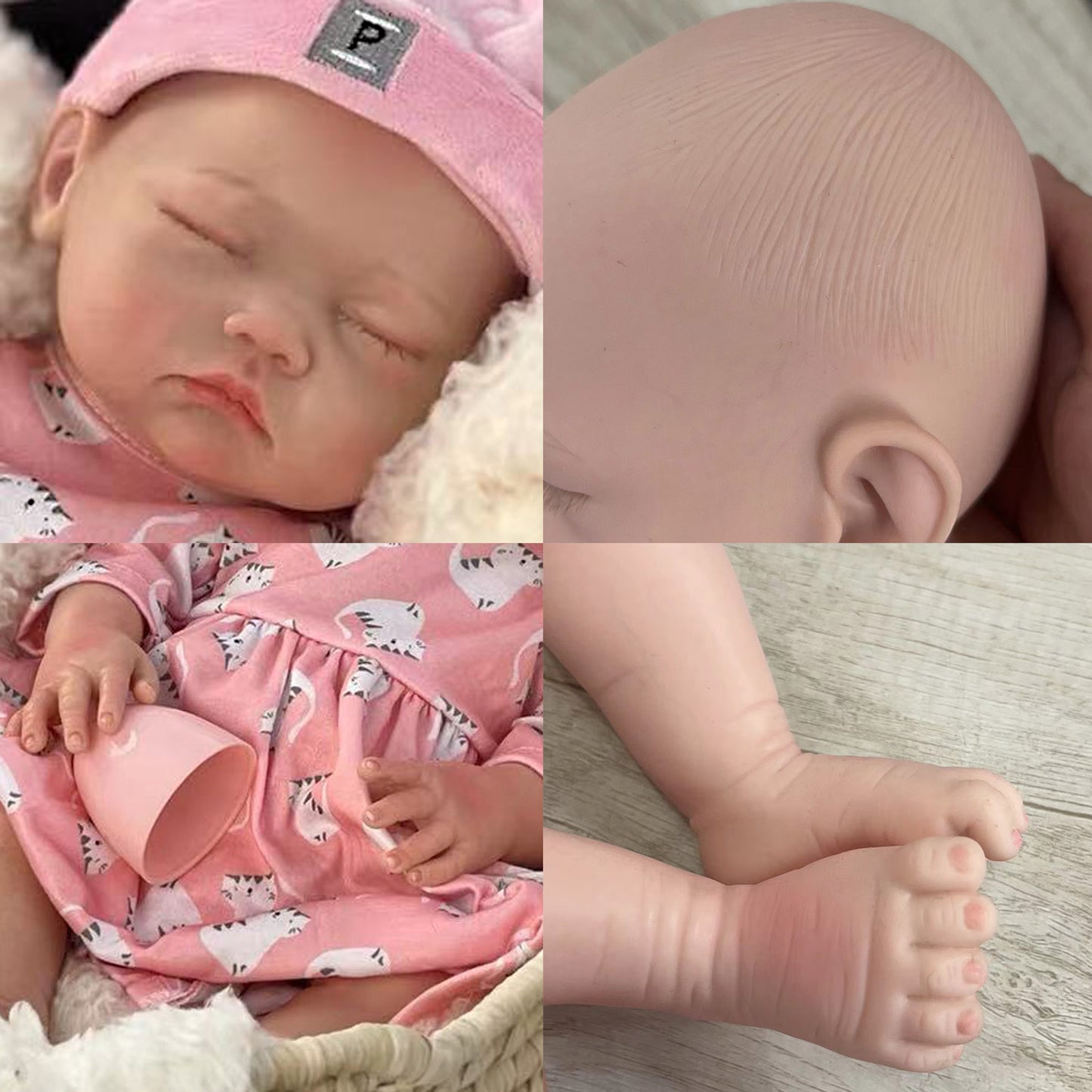 18inch Sleeping Girl Silicone Reborn Dolls Full Body Soft Solid Silicone Bebe Reborn Doll Artist Painting Baby Dolls For Family's Gift