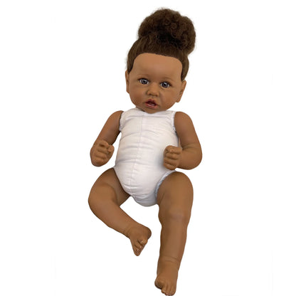 20inch 50cm African Skin Saskia Bebe Reborn Doll With Rooted Hair Handmade Soft Touch Cloth Body Feeling With 3D Painted Skin Lifelike Real Doll Gift Blue