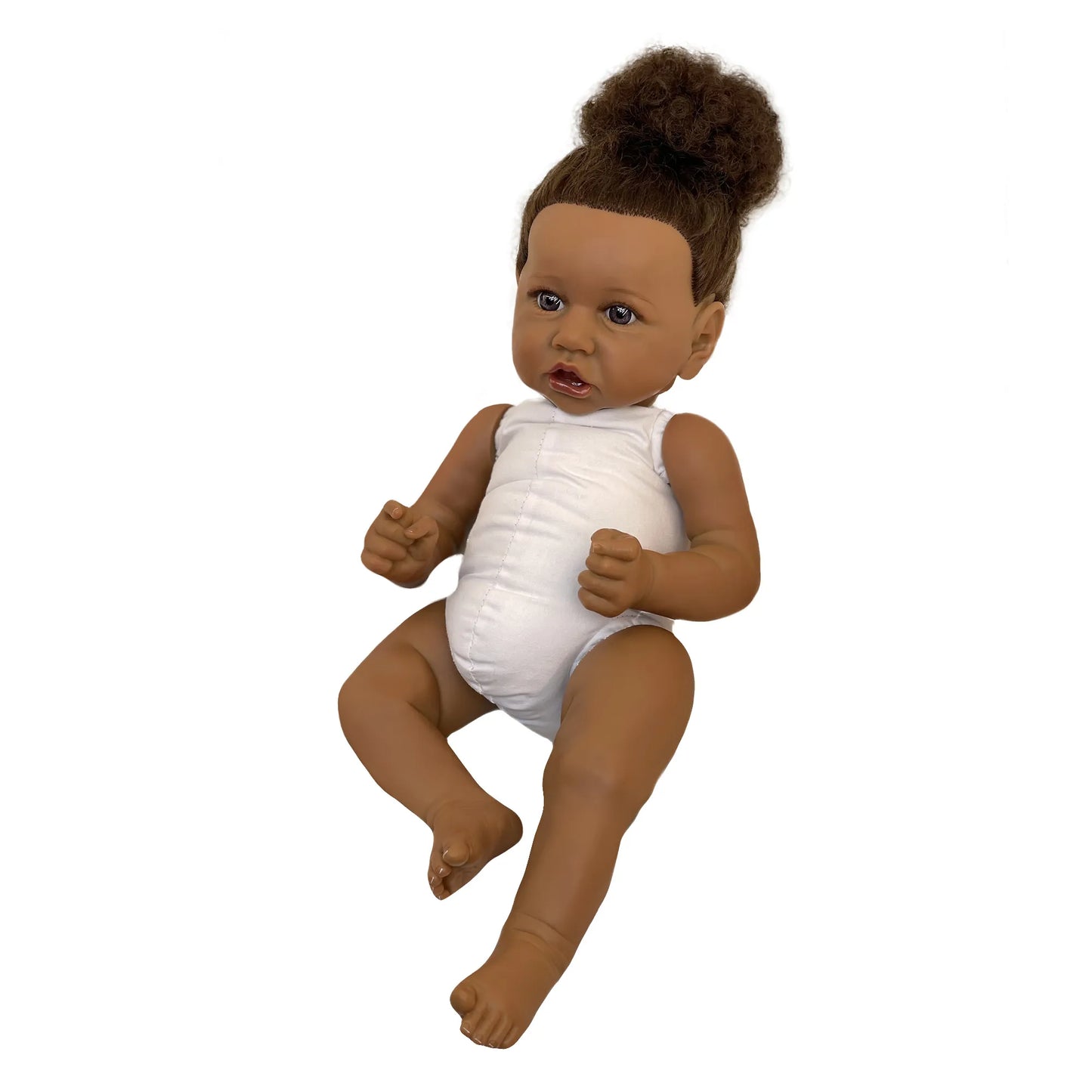 20inch 50cm African Skin Saskia Bebe Reborn Doll With Rooted Hair Handmade Soft Touch Cloth Body Feeling With 3D Painted Skin Lifelike Real Doll Gift Blue