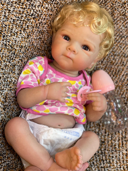 18 Inch Adorable Reborn Toddler Baby Full Body Vinyl Hand Painted Bebe With Lifelike Skin Texture