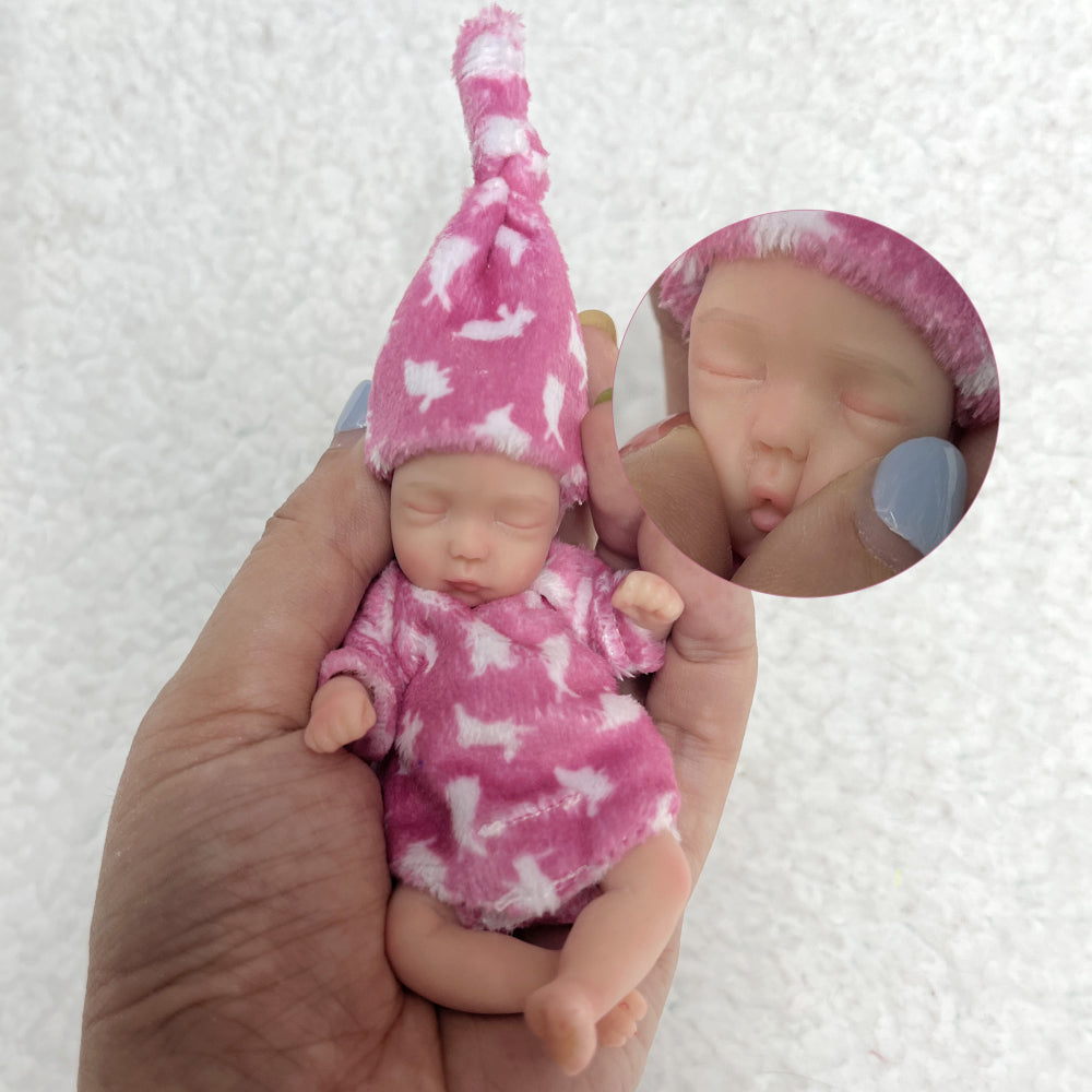 10cm Mini Palm Soft Full Solid Silicone Bebe Reborn Girl Handmade Realistic Reborn Dolls Lifelike - Reborn With Love Baby Dolls Store