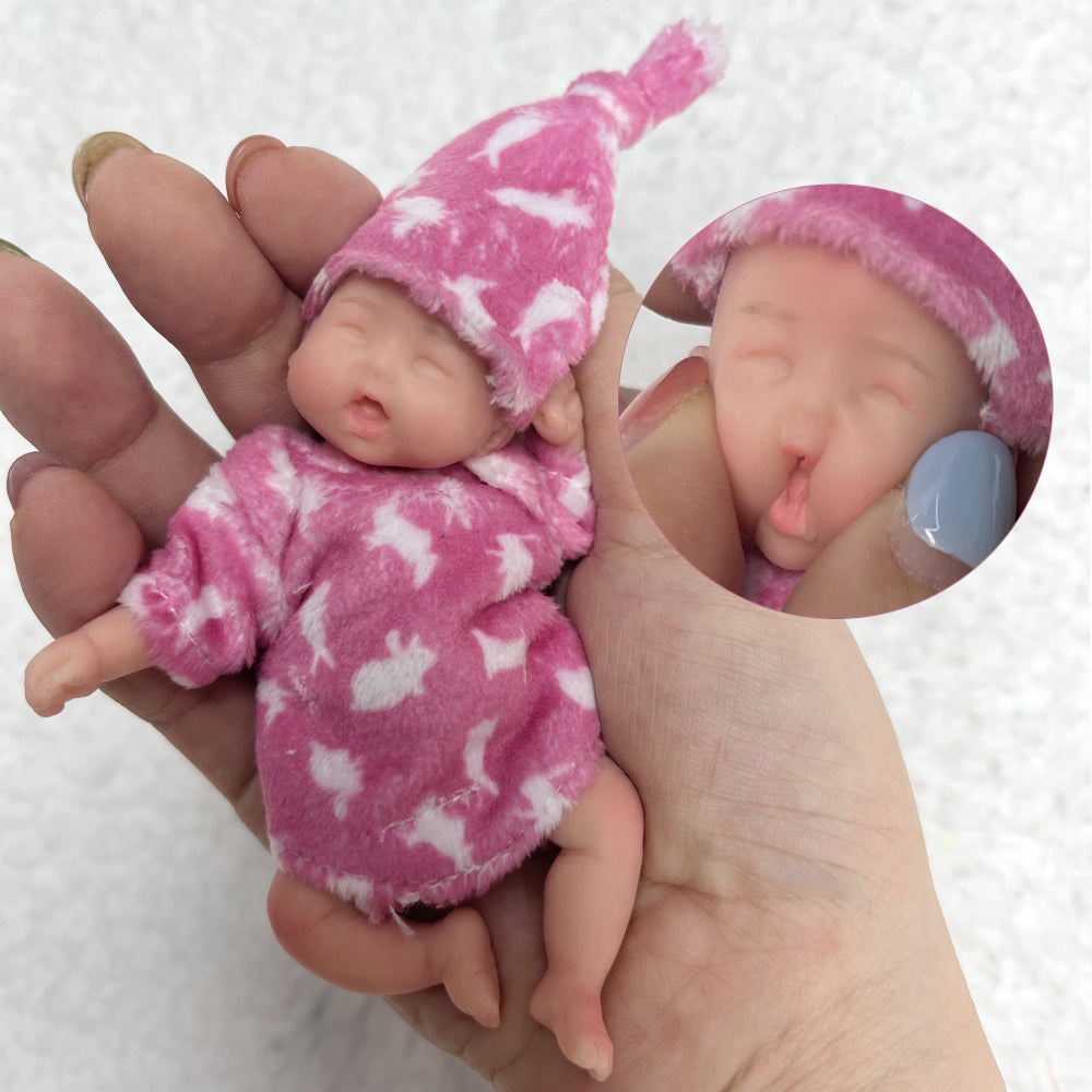 10cm Mini Palm Soft Full Solid Silicone Bebe Reborn Girl Handmade Realistic Reborn Dolls Lifelike - Reborn With Love Baby Dolls Store