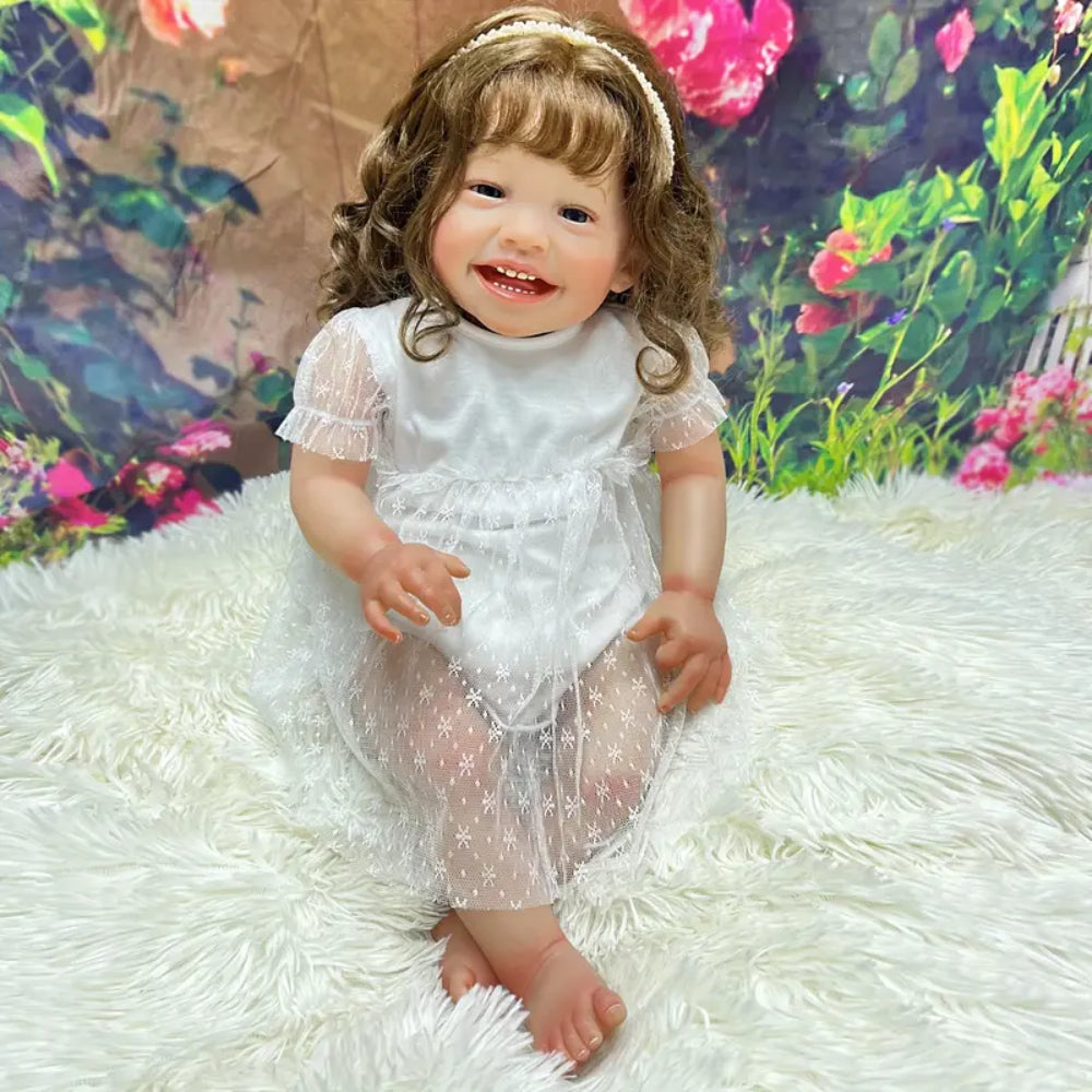 55cm Cuddly Mila Reborn Toddler Girl Dolls Handmade Bebes Reborn With Rooted Hair Reales Visible Veins Cute Dolls - Reborn With Love Baby Dolls Store