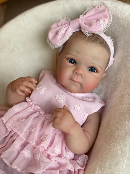 Reborn dolls--45cm Bettie with pink dress, vinly head/ cloth body