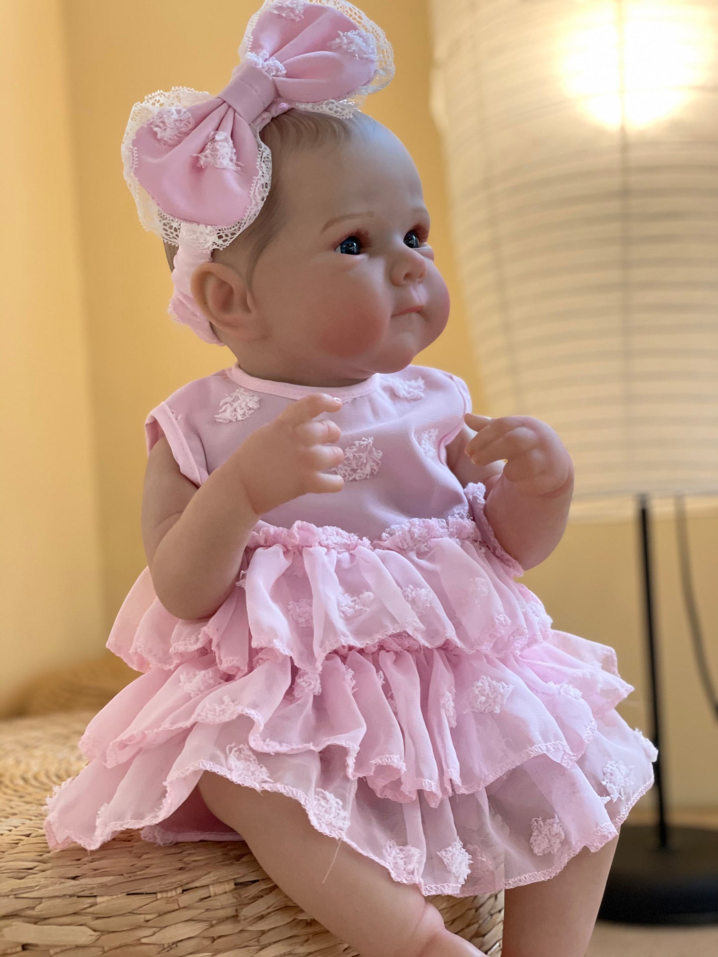 Reborn dolls--45cm Bettie with pink dress, vinly head/ cloth body