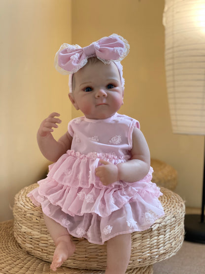 Reborn dolls--45cm Bettie with pink dress, vinly head/ cloth body