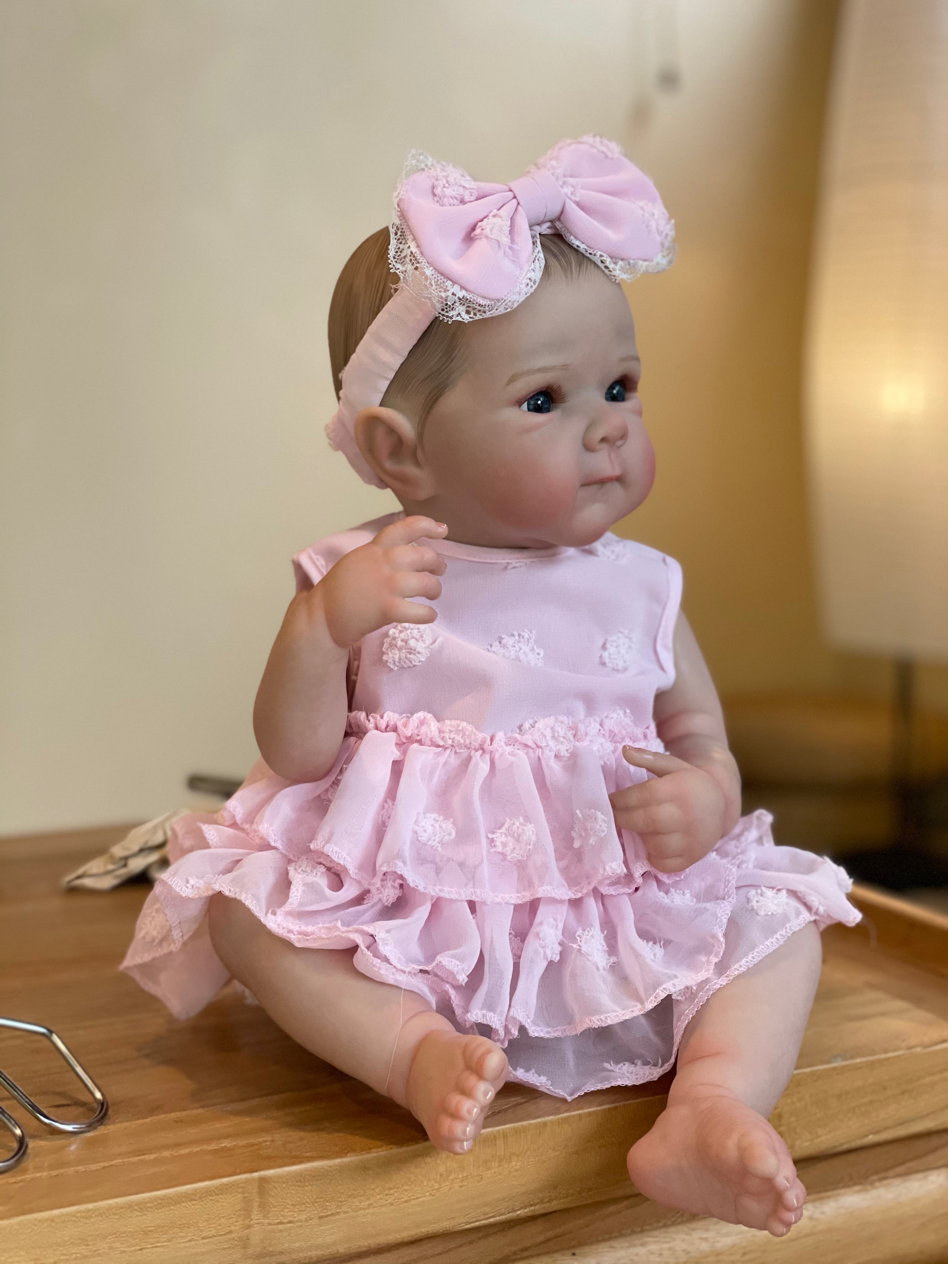 Reborn dolls--45cm Bettie with pink dress, vinly head/ cloth body