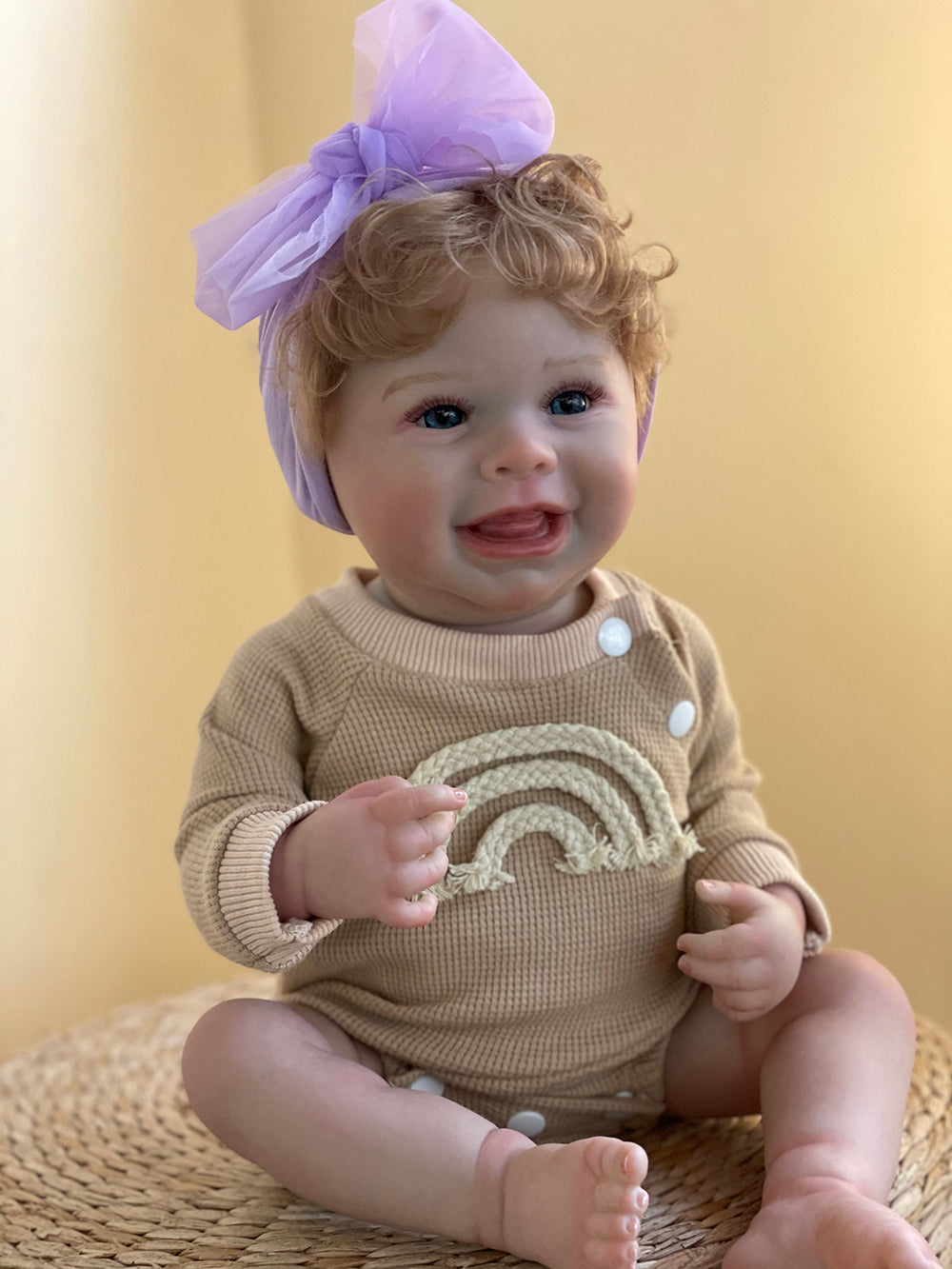 20 Inch Joyful Baby Harper Full Body Vinyl Waterproof Doll Handmade Lifelike Toy With Rooted Hair