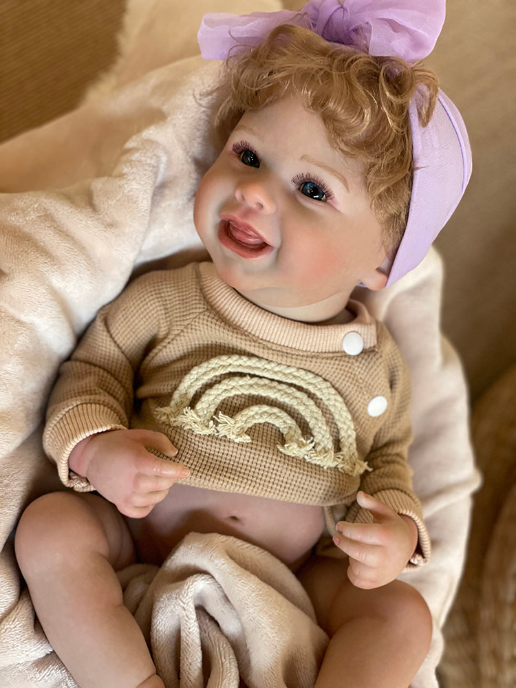 20 Inch Joyful Baby Harper Full Body Vinyl Waterproof Doll Handmade Lifelike Toy With Rooted Hair