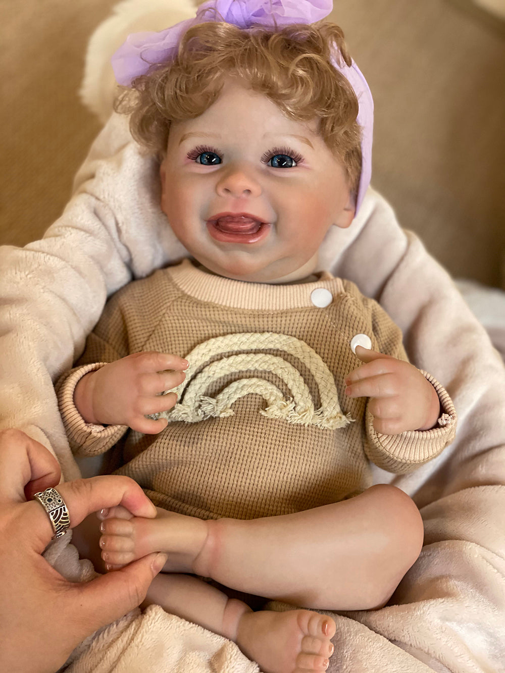 20 Inch Joyful Baby Harper Full Body Vinyl Waterproof Doll Handmade Lifelike Toy With Rooted Hair