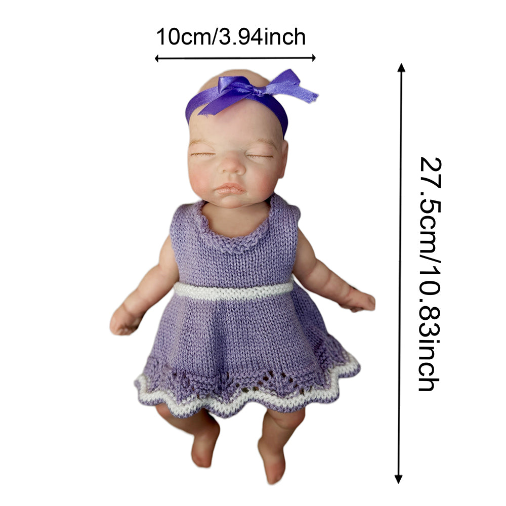 11 Inch Washable Baby Doll Full Solid Silicone Bebe Hand-detailed With Visible Veins