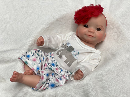 11 Inch Smiling Baby Doll Full Body Silicone Handmade Skin Details Lifelike Toddler For Anti-stress