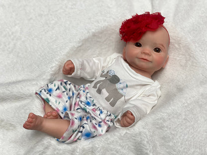 11 Inch Smiling Baby Doll Full Body Silicone Handmade Skin Details Lifelike Toddler For Anti-stress