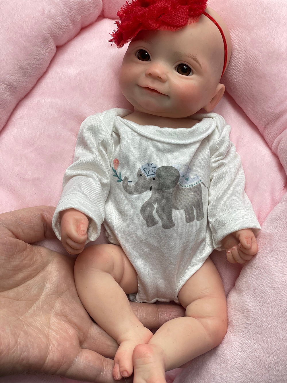 11 Inch Smiling Baby Doll Full Body Silicone Handmade Skin Details Lifelike Toddler For Anti-stress