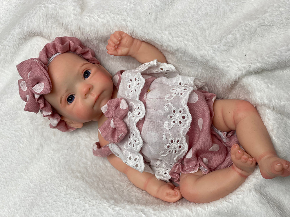 11 Inch Adorable Girl Bettie Full Solid Silicone Reborn Doll Handmade Skin Texture With Visible Veins