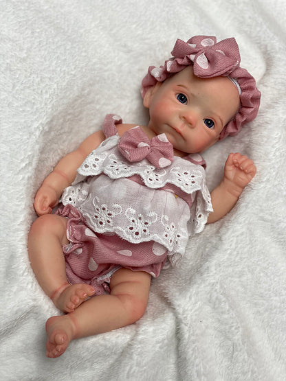 11 Inch Adorable Girl Bettie Full Solid Silicone Reborn Doll Handmade Skin Texture With Visible Veins