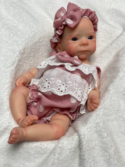 11 Inch Adorable Girl Bettie Full Solid Silicone Reborn Doll Handmade Skin Texture With Visible Veins