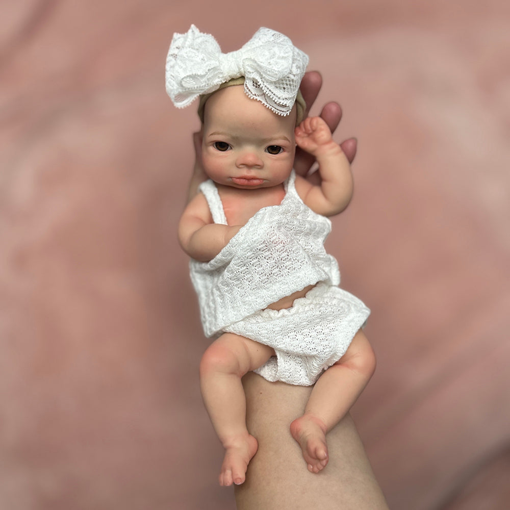 11 Inch Delicate Palm Reborn Baby Full Solid Silicone Hand Painted Realistic Skin Texture For Children's Present