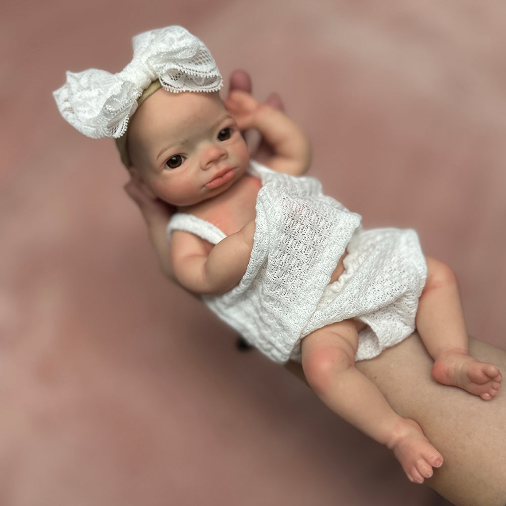 11 Inch Delicate Palm Reborn Baby Full Solid Silicone Hand Painted Realistic Skin Texture For Children's Present