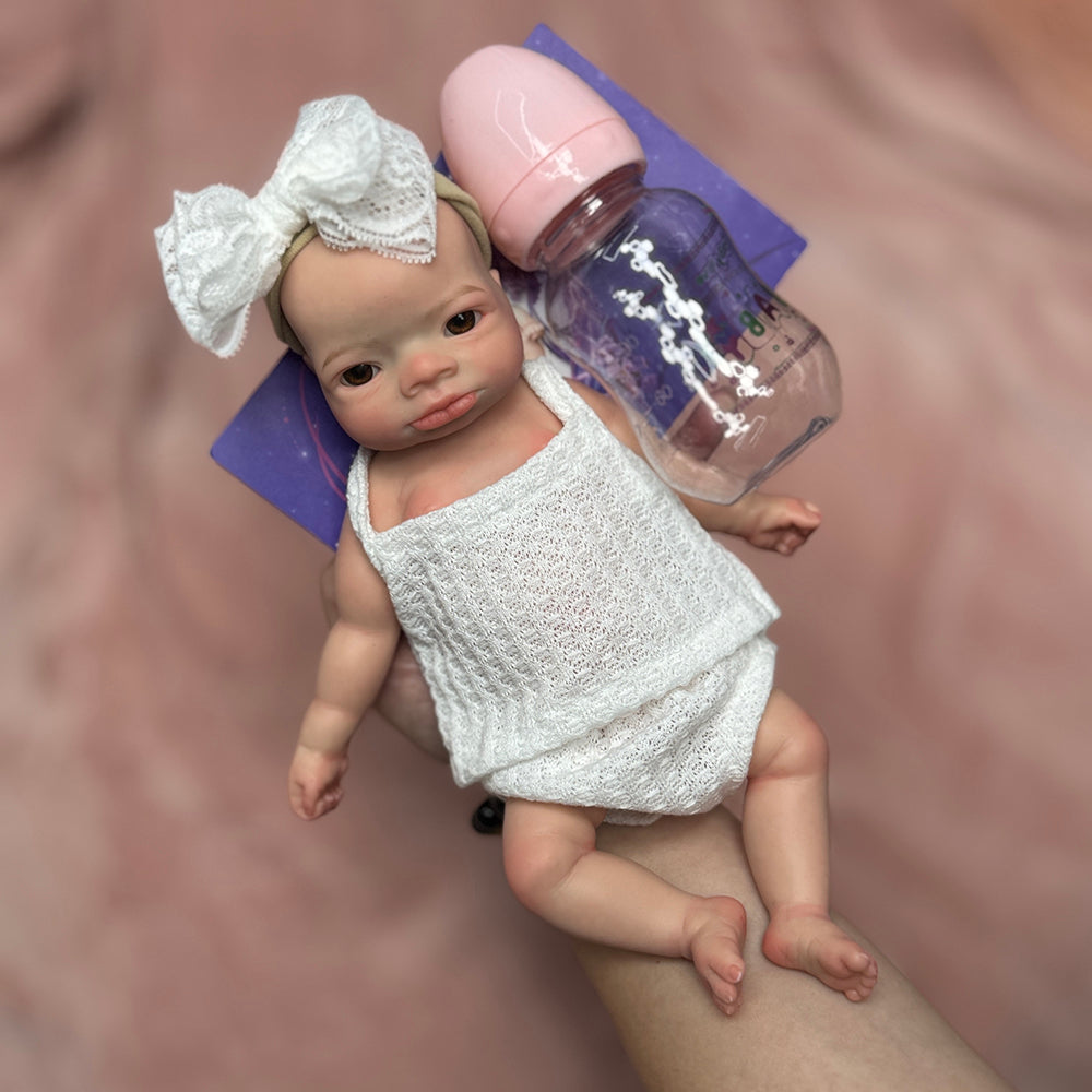 11 Inch Delicate Palm Reborn Baby Full Solid Silicone Hand Painted Realistic Skin Texture For Children's Present