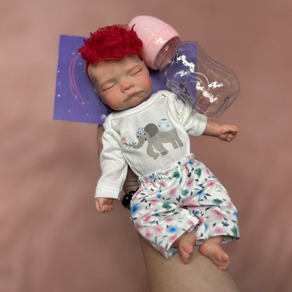 11 Inch Asleep Toddler Solid Silicone Baby Realistic 3D Skin With Visible Veins