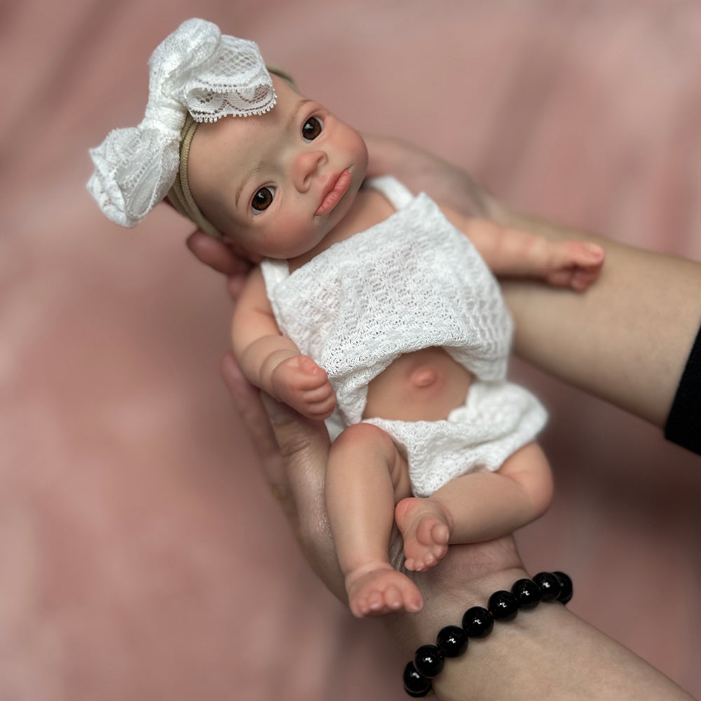 11 Inch Delicate Palm Reborn Baby Full Solid Silicone Hand Painted Realistic Skin Texture For Children's Present