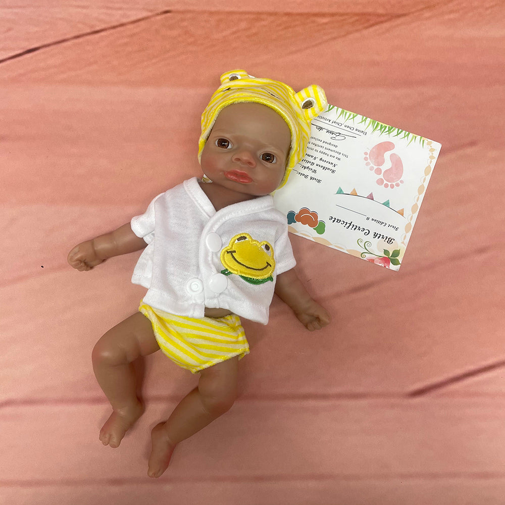 11 Inch Dark-skinned Doll Full Solid Silicone Reborn Baby With Bendable Limbs