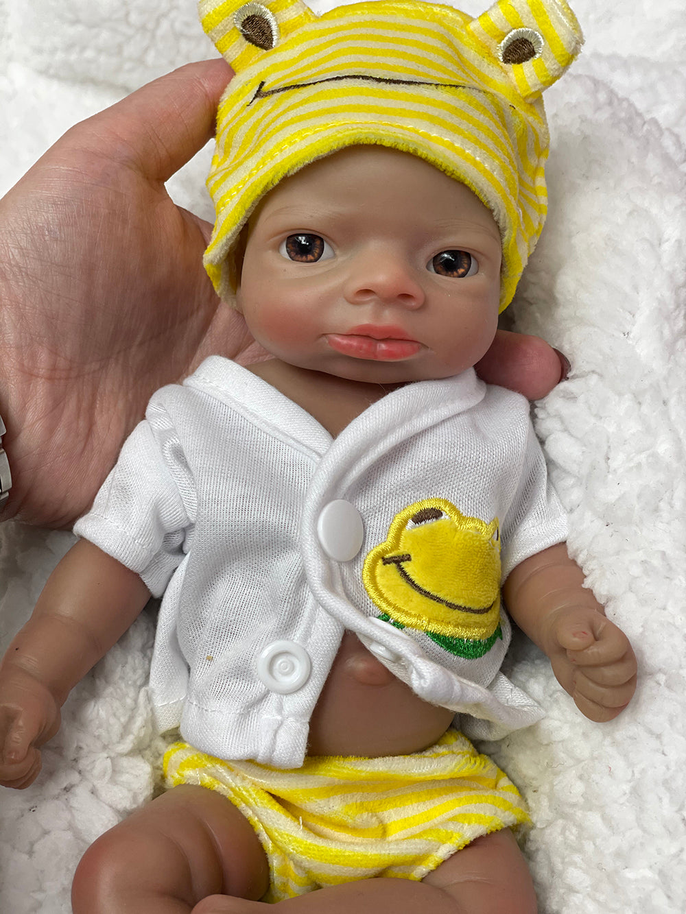 11 Inch Dark-skinned Doll Full Solid Silicone Reborn Baby With Bendable Limbs