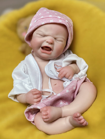 13 Inch Asleep Baby Girl Hand-painted 3D Skin Silicone Doll With Soft Touch Feeling