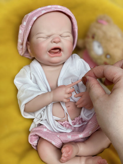 13 Inch Asleep Baby Girl Hand-painted 3D Skin Silicone Doll With Soft Touch Feeling