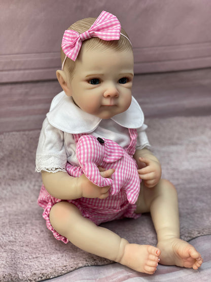 18 Inch Pink Girl Bettie Full Body Vinyl Handmade Reborn Baby With Vivid Painted Hair For Kids' Playing