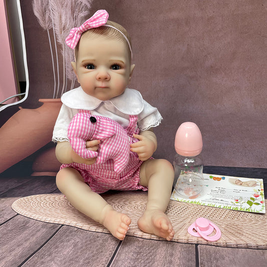 18 Inch Pink Girl Bettie Full Body Vinyl Handmade Reborn Baby With Vivid Painted Hair For Kids' Playing