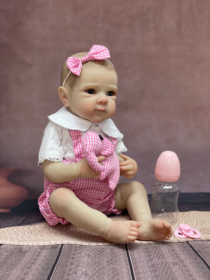 18 Inch Pink Girl Bettie Full Body Vinyl Handmade Reborn Baby With Vivid Painted Hair For Kids' Playing