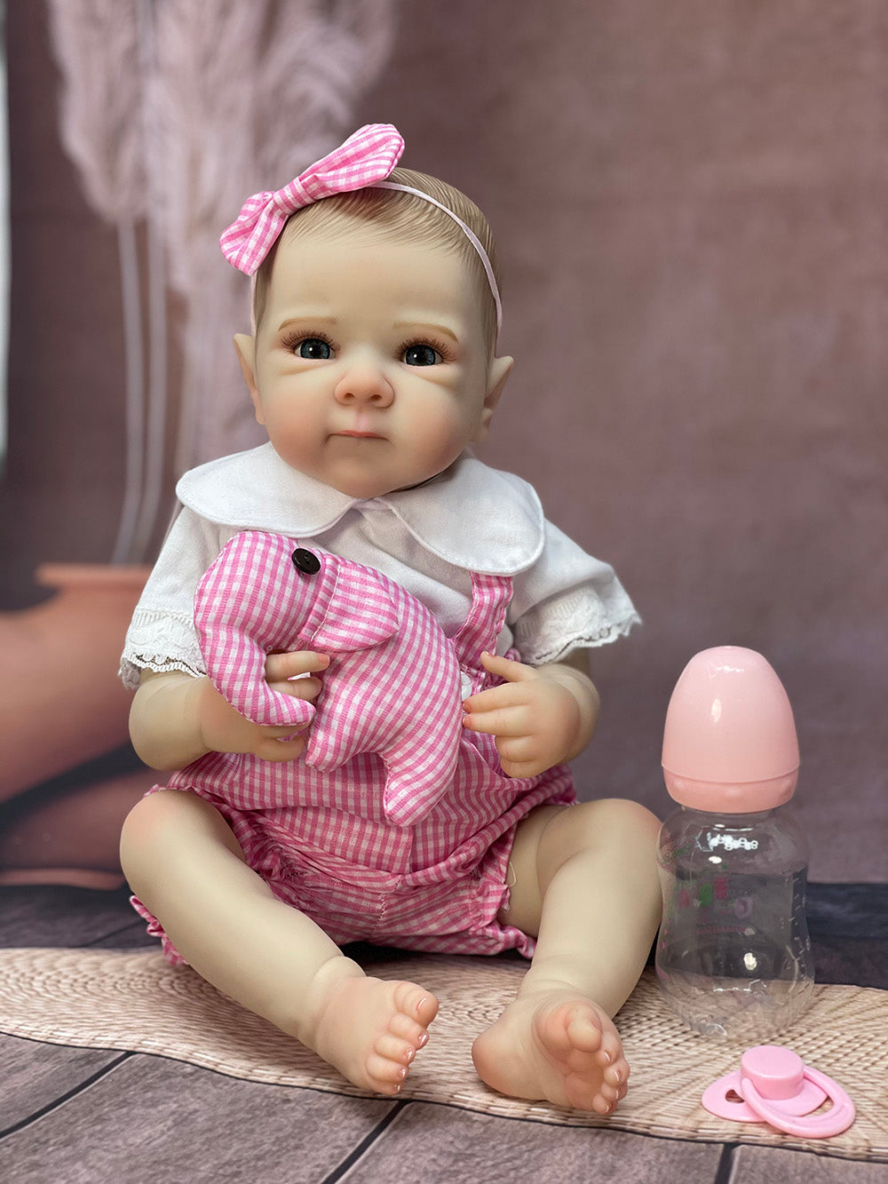 18 Inch Pink Girl Bettie Full Body Vinyl Handmade Reborn Baby With Vivid Painted Hair For Kids' Playing