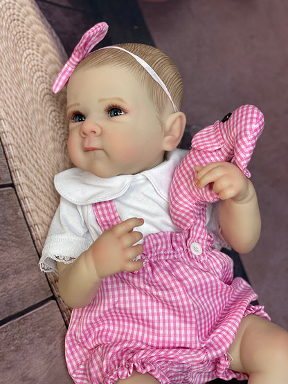 18 Inch Pink Girl Bettie Full Body Vinyl Handmade Reborn Baby With Vivid Painted Hair For Kids' Playing